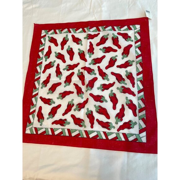 Red Hot Chili Jalapeno Pepper Cowboy Bandana Scarf Handkerchief Western NWT VTG - Picture 2 of 7